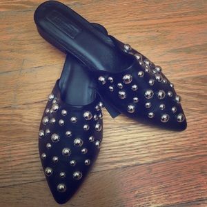 Studded black mules